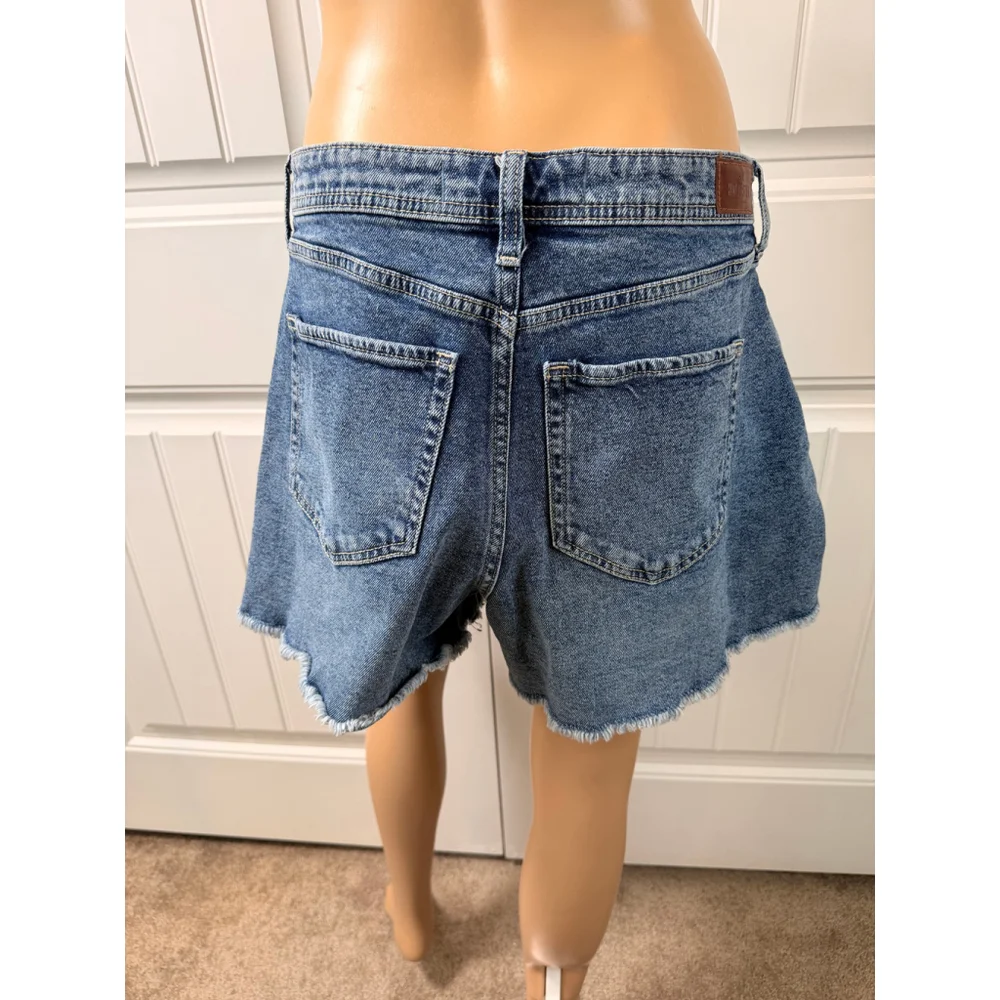 Woman's Hollister Blue Curvy High-Rise Vintage Stretch Cutoff Jean Shorts 13 Y2K